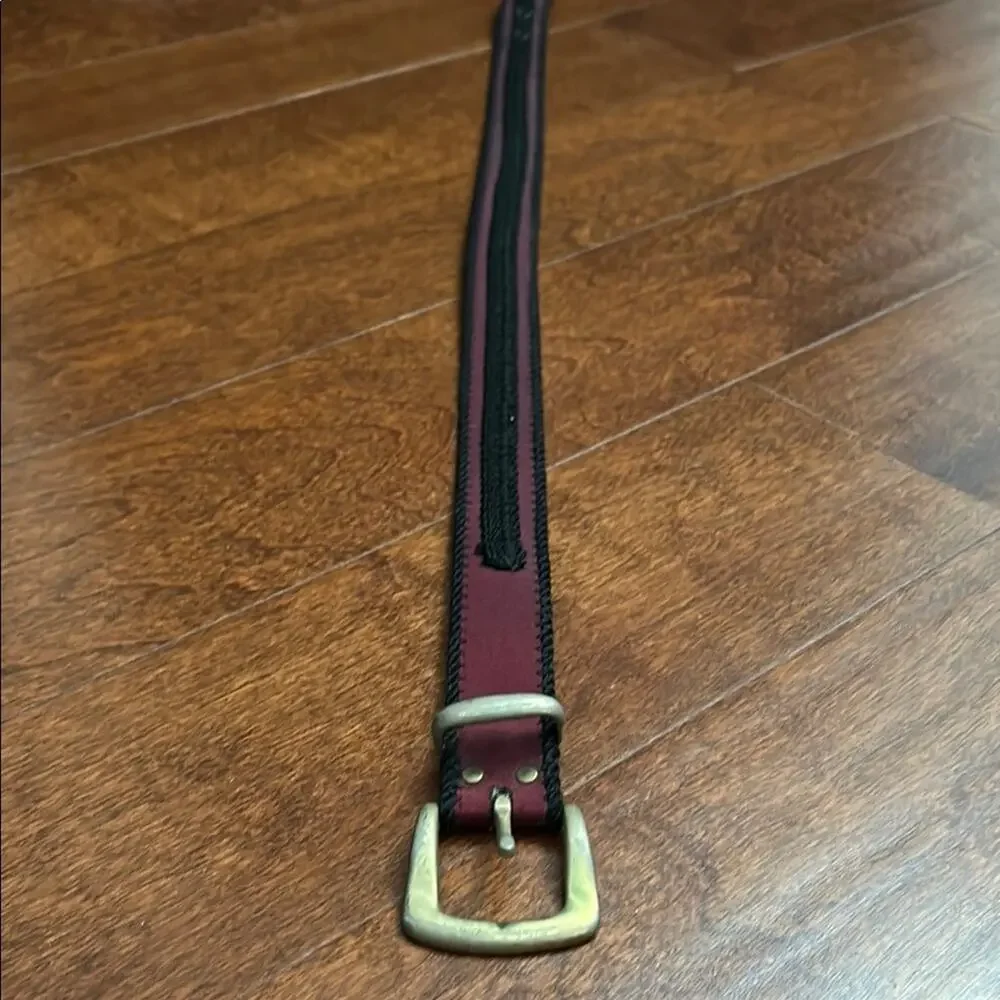 Super Vintage, Super Cool Black and Burgundy Fabric and Ribbon Belt, Size Small